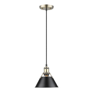Buy aged-brass-with-matte-black-glass Orwell Outdoor (Damp) Pendant by Golden