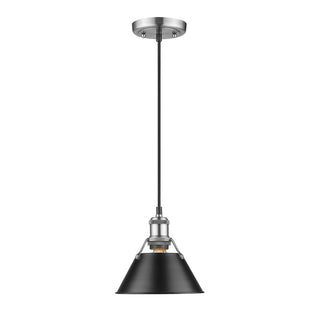 Buy pewter-with-matte-black-glass Orwell Outdoor (Damp) Pendant by Golden
