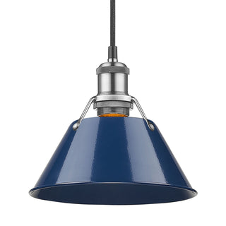 Buy pewter-with-navy-blue-glass Orwell Outdoor (Damp) Mini Pendant by Golden
