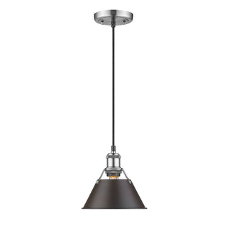 Buy pewter-with-rubbed-bronze-glass Orwell Outdoor (Damp) Pendant by Golden