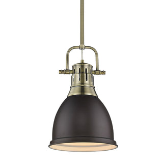 Buy aged-brass-with-rubbed-bronze-glass Duncan Outdoor (Damp) Pendant by Golden