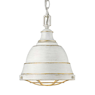 Buy french-white-with-french-white-glass-and-metal-shade Bartlett Outdoor (Damp) Mini Pendant by Golden