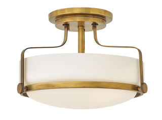 Buy heritage-brass-with-etched-opal-glass-and-opal-shade Harper Flush Mount Ceiling Light by Hinkley