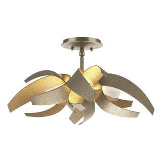 Buy soft-gold-with-clear-glass-with-frosted-diffuser-ye-glass Corona Semi-Flush Mount Ceiling Light by Hubbardton Forge