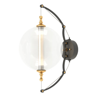Buy black-with-brass-accents-with-clear-glass-with-stainless-steel-mesh-tube-yt-glass Otto Sconce by Hubbardton Forge