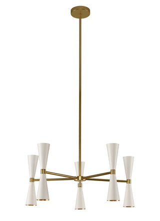 Buy white-and-vintage-brass Milo Chandelier by Kalco