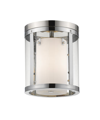 Buy chrome-with-clear-outside-matte-opal-inside-glass Willow Flush Mount Light by Z-Lite