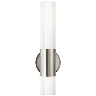 Buy polished-nickel-with-white-glass-glass-and-white-shade Penz Outdoor (Damp) Sconce by Visual Comfort Signature