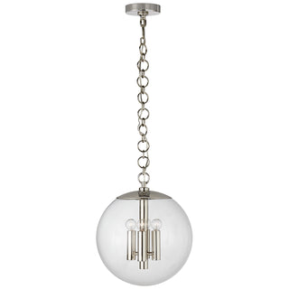Buy polished-nickel-with-clear-glass-glass-and-clear-shade Turenne Outdoor (Damp) Pendant by Visual Comfort Signature