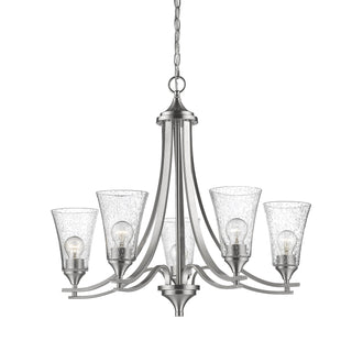 Buy satin-nickel-with-clear-seeded-glass-and-clear-shade Natalie Chandelier by Millennium