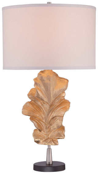 Buy gold-leaf-with-white-suede-glass Table Lamp by Minka-Lavery