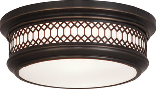 Buy deep-patina-bronze-with-frosted-white-cased-glass-shade-glass-and-frosted-shade Williamsburg Tucker Flush Mount Light by Robert Abbey