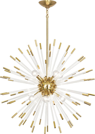 Buy modern-brass-w-clear-acrylic-rods Andromeda Chandelier by Robert Abbey