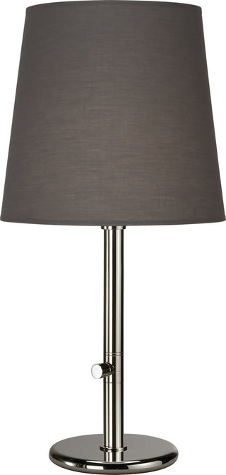 Buy polished-nickel-with-smoke-gray-fabric-shade-glass Rico Espinet Buster Chica Table Lamp by Robert Abbey