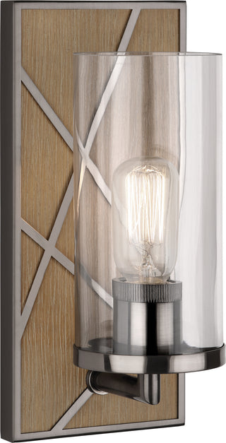 Buy driftwood-oak-wood-w-blackened-nickel-with-clear-glass-shade-glass Michael Berman Bond Sconce by Robert Abbey