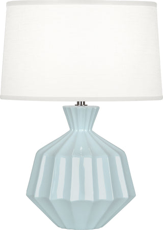 Buy baby-blue-glazed-ceramic-with-oyster-linen-shade-with-self-fabric-top-diffuser-glass Orion Table Lamp by Robert Abbey