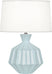 Baby Blue Glazed Ceramic with Oyster Linen Shade With Self Fabric Top Diffuser Glass