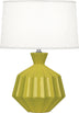 Citron Glazed Ceramic with Oyster Linen Shade With Self Fabric Top Diffuser Glass