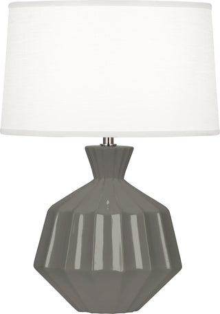 Buy ash-glazed-ceramic-with-oyster-linen-shade-with-self-fabric-top-diffuser-glass Orion Lamp by Robert Abbey