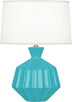 Egg Blue Glazed Ceramic with Oyster Linen Shade With Self Fabric Top Diffuser Glass