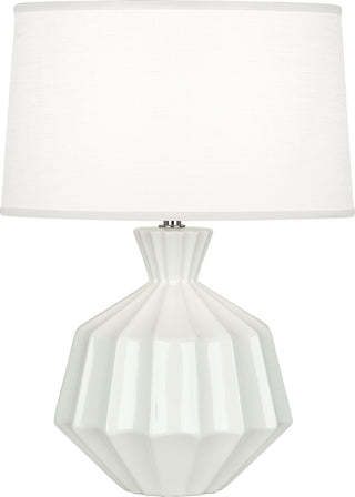 Buy lily-glazed-ceramic-with-oyster-linen-shade-with-self-fabric-top-diffuser-glass Orion Table Lamp by Robert Abbey