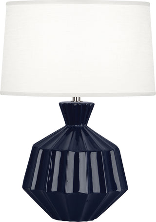 Buy midnight-blue-glazed-ceramic-with-oyster-linen-shade-with-self-fabric-top-diffuser-glass Orion Lamp by Robert Abbey