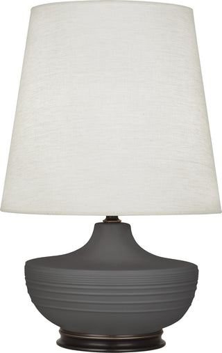 Buy matte-ash-glazed-ceramic-w-deep-patina-bronze Michael Berman Nolan Table Lamp by Robert Abbey