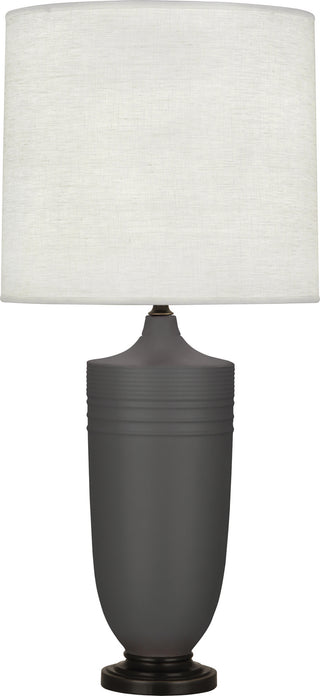 Buy matte-ash-glazed-ceramic-w-deep-patina-bronze Michael Berman Hadrian Table Lamp by Robert Abbey
