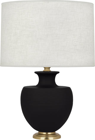 Buy matte-dark-coal-glazed-ceramic-w-modern-brass Michael Berman Atlas Table Lamp by Robert Abbey
