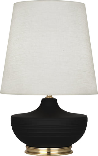Buy matte-dark-coal-glazed-ceramic-w-modern-brass Michael Berman Nolan Table Lamp by Robert Abbey