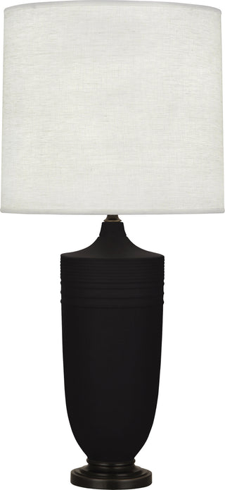 Buy matte-dark-coal-glazed-ceramic-w-deep-patina-bronze Michael Berman Hadrian Table Lamp by Robert Abbey