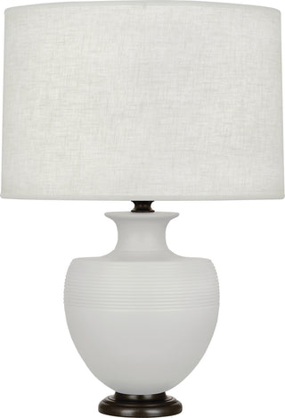 Buy matte-dove-glazed-ceramic-w-deep-patina-bronze Michael Berman Atlas Table Lamp by Robert Abbey