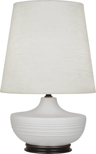 Buy matte-dove-glazed-ceramic-w-deep-patina-bronze Michael Berman Nolan Table Lamp by Robert Abbey