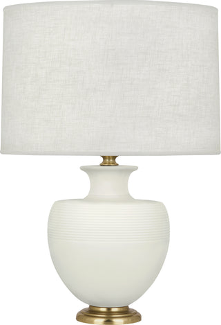 Buy matte-lily-glazed-ceramic-w-modern-brass Michael Berman Atlas Table Lamp by Robert Abbey