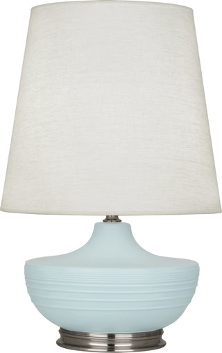 Buy matte-sky-blue-glazed-ceramic-w-dark-antique-nickel Michael Berman Nolan Table Lamp by Robert Abbey