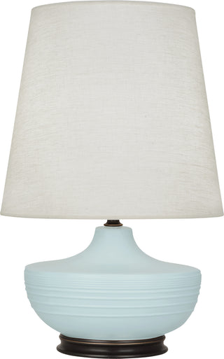 Buy matte-sky-blue-glazed-ceramic-w-deep-patina-bronze Michael Berman Nolan Table Lamp by Robert Abbey