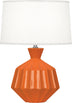 Pumpkin Glazed Ceramic with Oyster Linen Shade With Self Fabric Top Diffuser Glass
