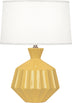 Sunset Yellow Glazed Ceramic with Oyster Linen Shade With Self Fabric Top Diffuser Glass