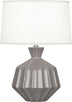 Smoky Taupe Glazed Ceramic with Oyster Linen Shade With Self Fabric Top Diffuser Glass