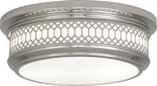Buy polished-nickel-with-frosted-white-cased-glass-shade-glass Williamsburg Tucker Flush Mount Light by Robert Abbey
