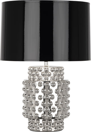 Buy nickel-metallic-glaze-with-black-opaque-parchment-shade-with-silver-foil-lining-glass-and-black-shade Dolly Lamp by Robert Abbey