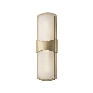 Buy aged-brass-and-white-shade Valencia Outdoor (Damp) Sconce by Hudson Valley