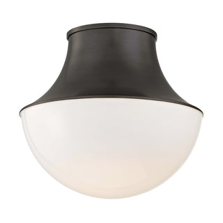 Buy old-bronze-with-white-glass Lettie Outdoor (Damp) Flush Mount Ceiling Light by Hudson Valley