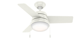 Buy fresh-white-finish-with-fresh-white-and-reversible-natural-wood-blades Aker Ceiling Fan with Light by Hunter