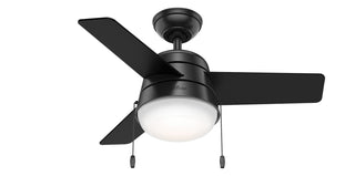 Buy matte-black-finish-with-matte-black-and-reversible-american-walnut-blades Aker Ceiling Fan with Light by Hunter