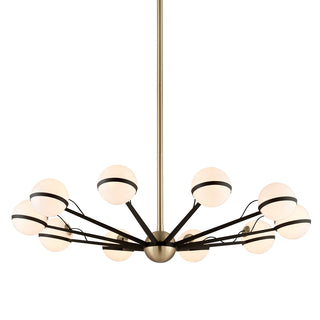 Buy textured-bronze-brushed-brass-with-opal-glossy-glass-and-white-shade Ace Chandelier by Troy Lighting