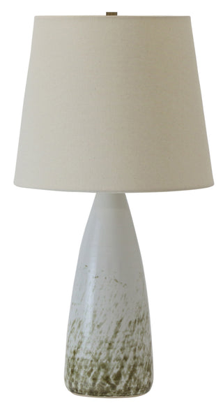 Buy decorated-white-with-linen-hardback-glass Scatchard Table Lamp by House of Troy