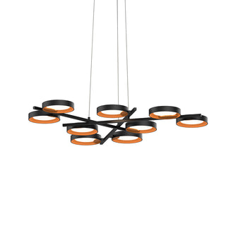 Buy satin-black-with-satin-black-w-apricot-interior-aluminum-glass Light Guide Ring Outdoor (Damp) Pendant by Sonneman