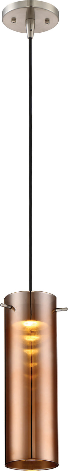 Buy brushed-nickel-with-copper-glass Pulse Outdoor (Damp) Mini Pendant by Nuvo Lighting