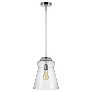 Buy chrome-with-clear-seeded-glass Loras Outdoor (Damp) Pendant by Generation Lighting